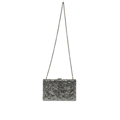 Dolce & Gabbana Silver Sequined Clutch Evening Crossbody Bag Dolce & Gabbana