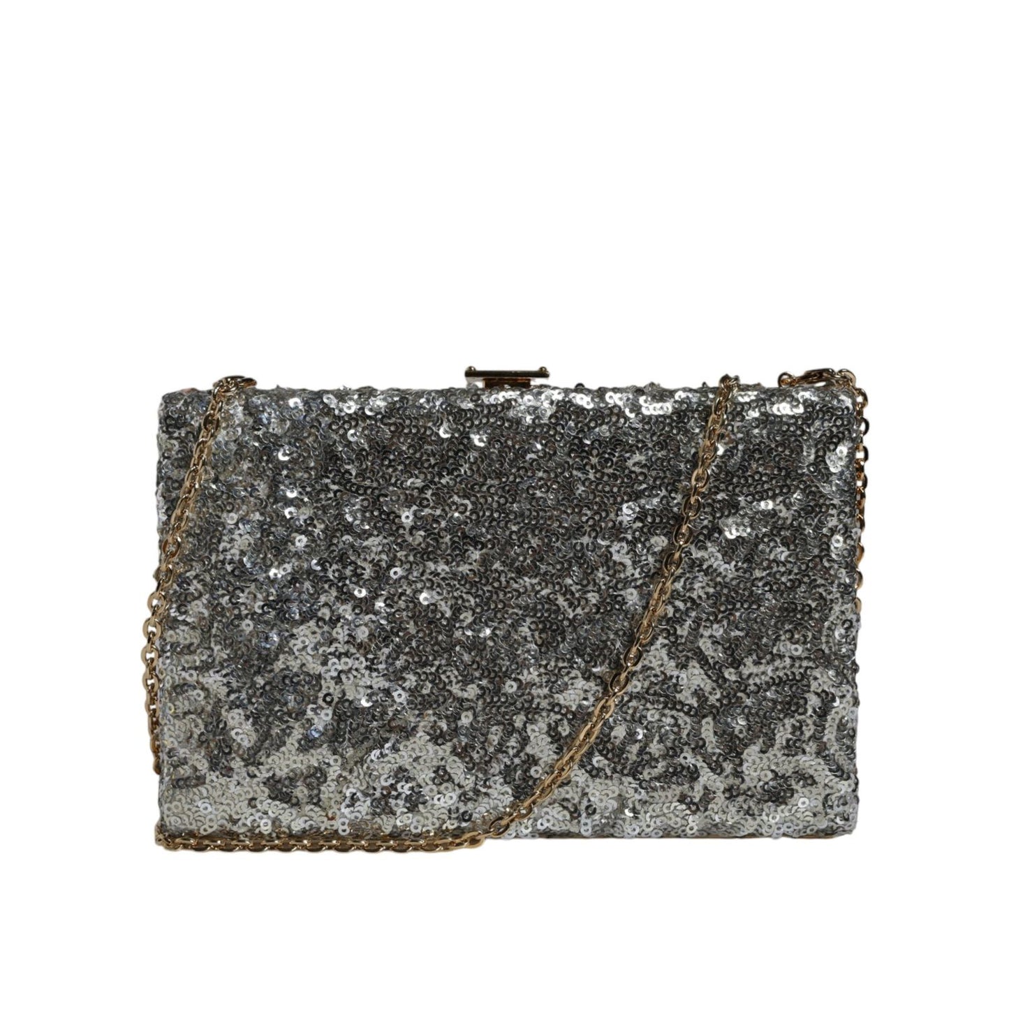 Dolce & Gabbana Silver Sequined Clutch Evening Crossbody Bag Dolce & Gabbana
