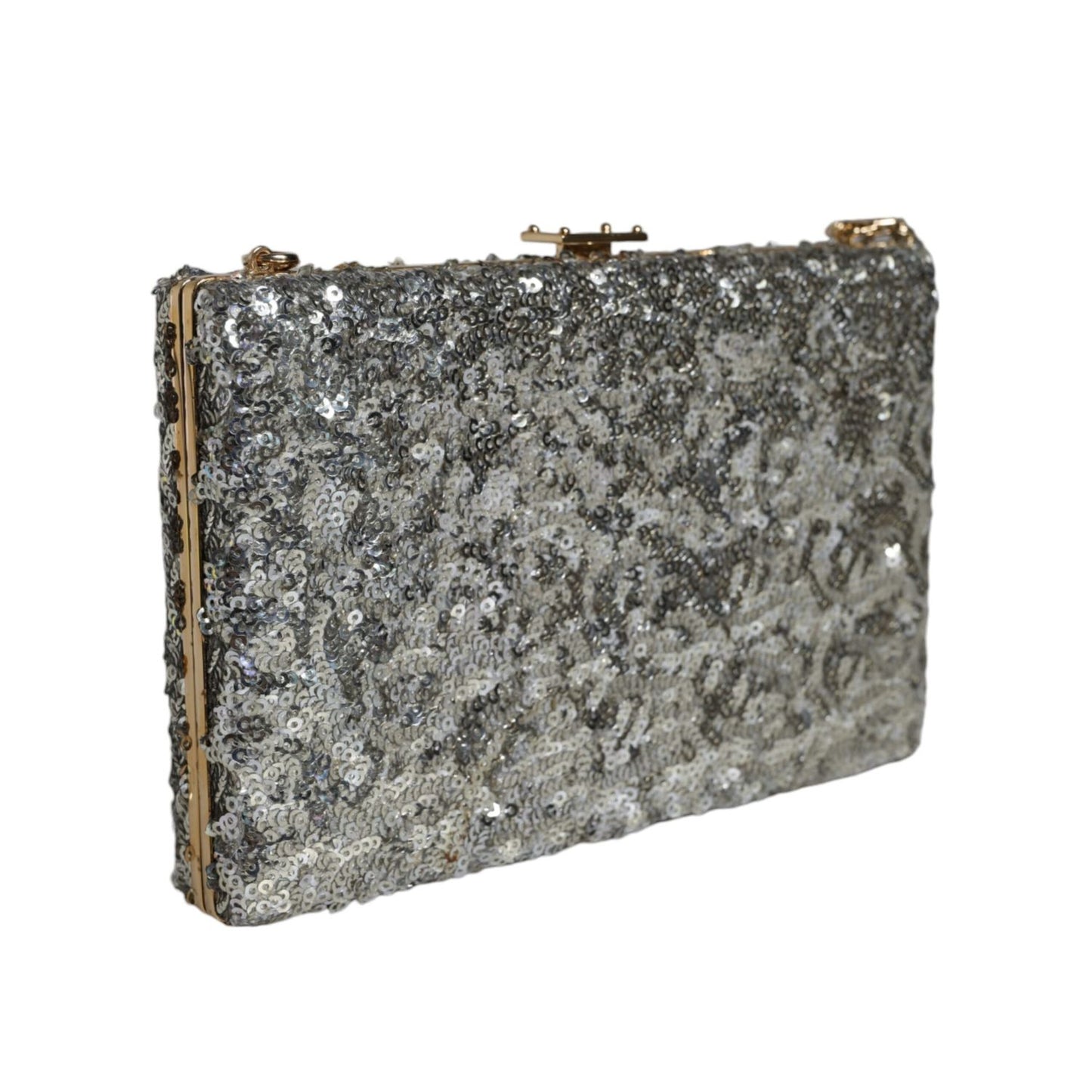 Dolce & Gabbana Silver Sequined Clutch Evening Crossbody Bag Dolce & Gabbana