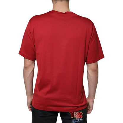 Dolce & Gabbana Red Cotton DG Logo Print Crew Neck T-shirt