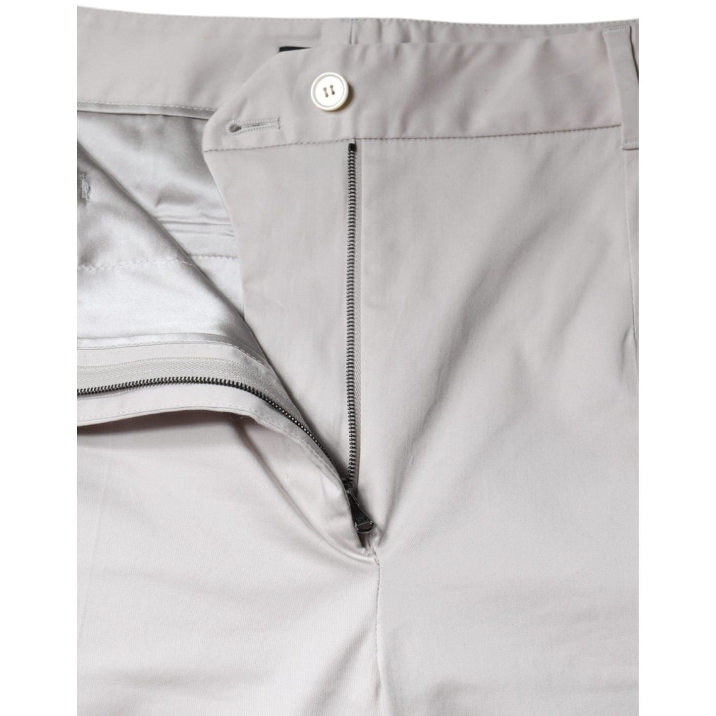 Dolce & Gabbana White Cotton Mid Waist Cropped Skinny Pants