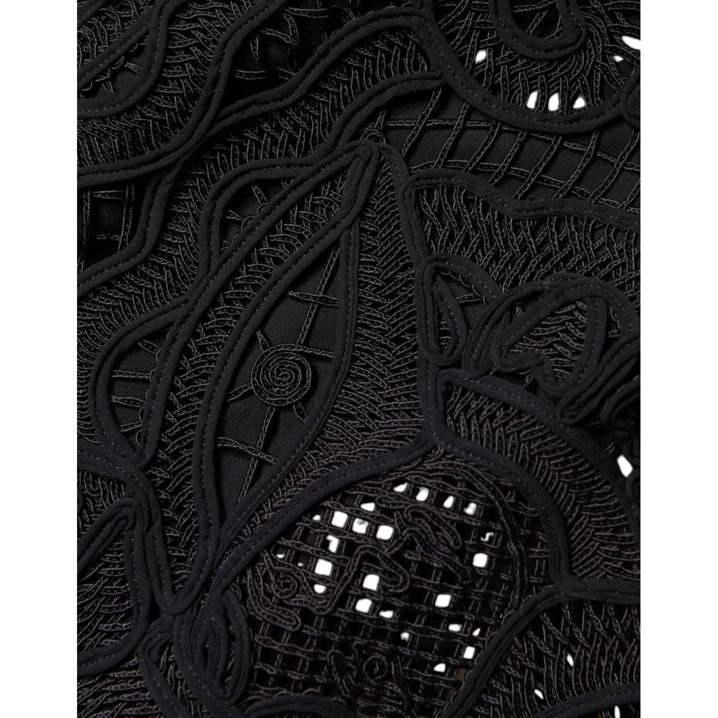 Dolce & Gabbana Black Floral Lace HighWaist Pencil Cut Skirt