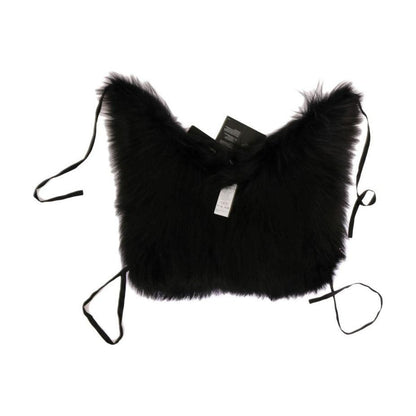 Dolce & Gabbana Black Silver Fox Fur Scarf Fur Scarves