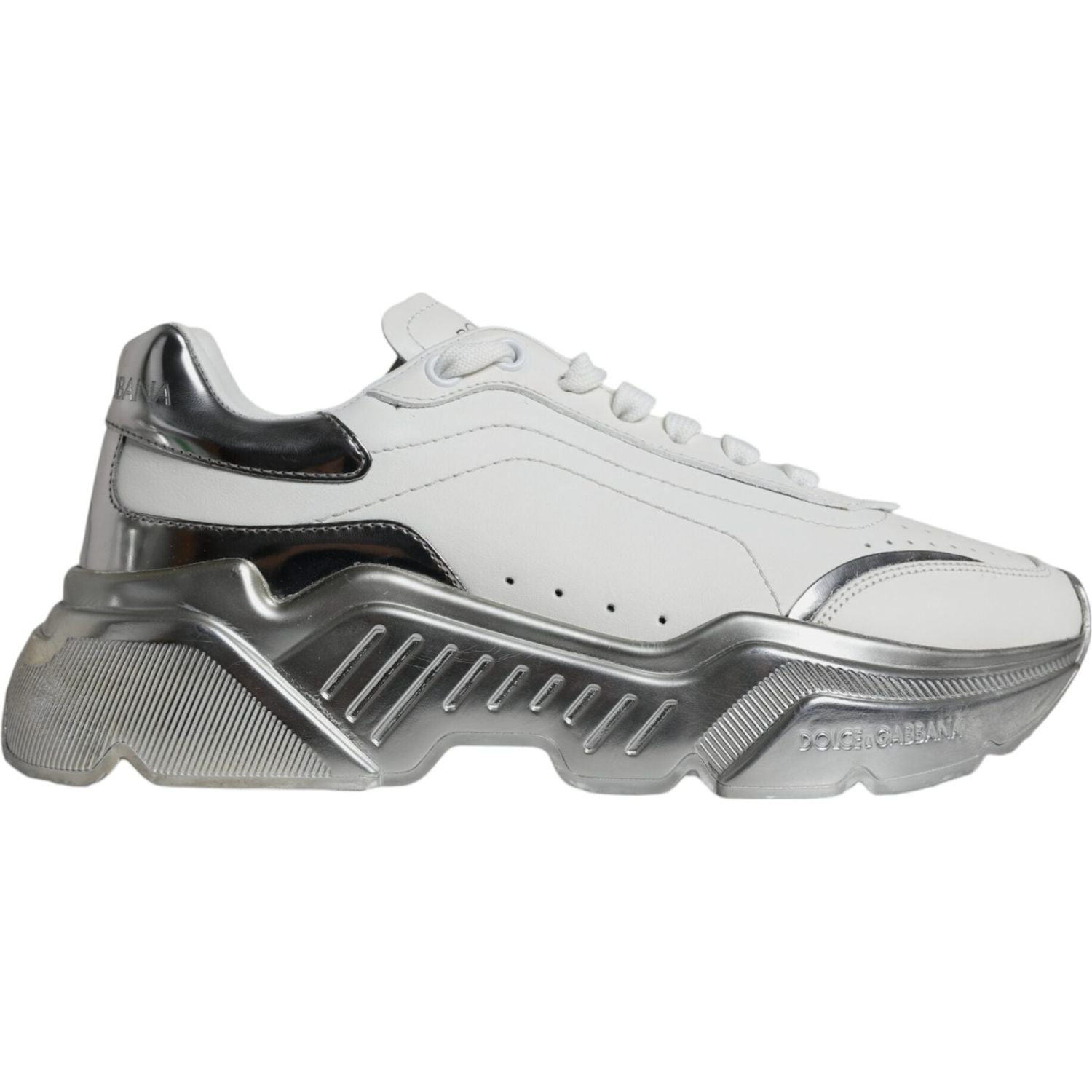 Dolce & Gabbana Silver White Daymaster Low Top Sneakers Shoes