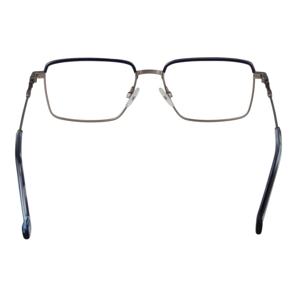 Hackett Blue Men Glasses Frame with full-rim metal rectangle design, 53 mm width, demo lenses, includes branded case.