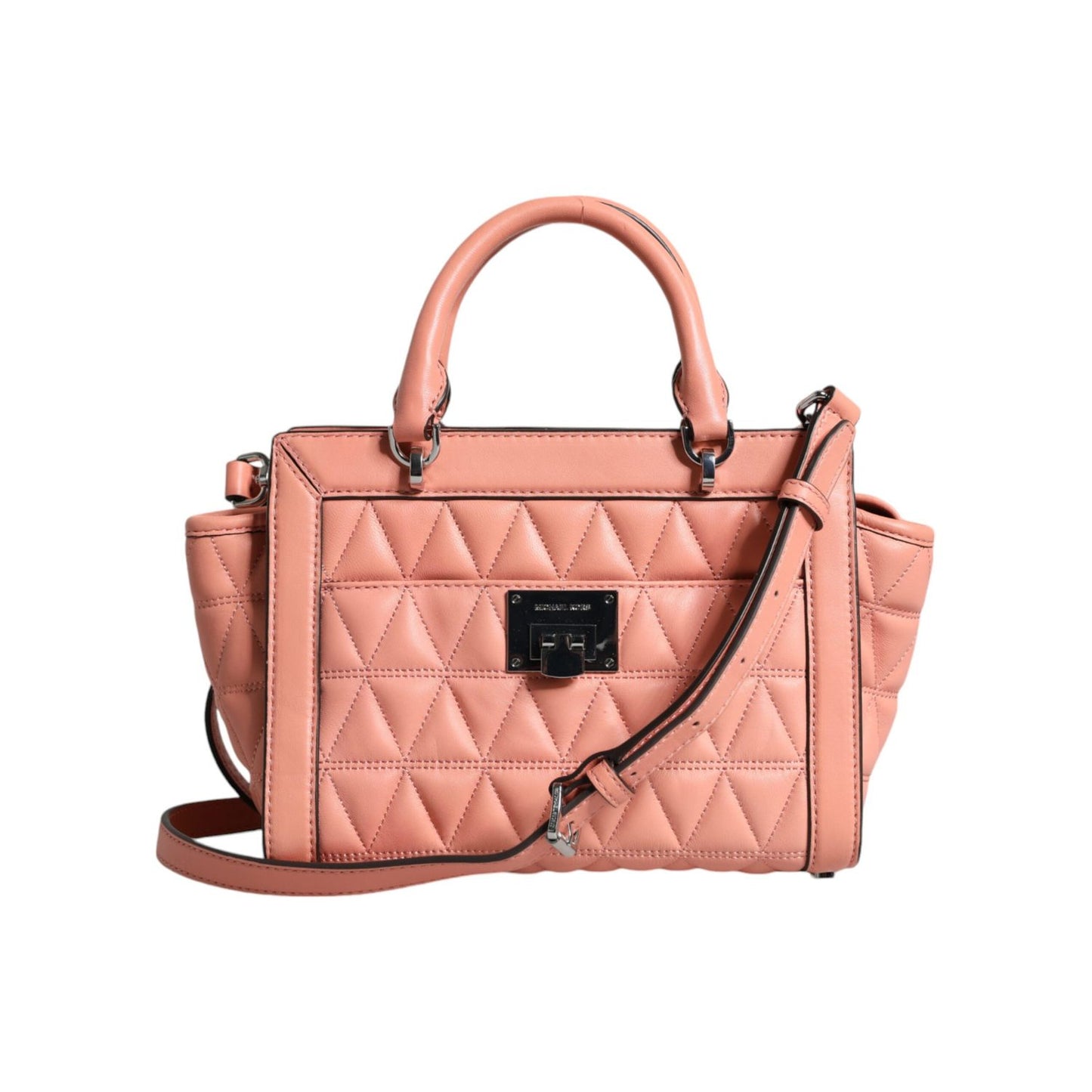 Michael Kors Peach Quilted Leather Logo Crossbody VIVIANNE Messenger Bag Michael Kors