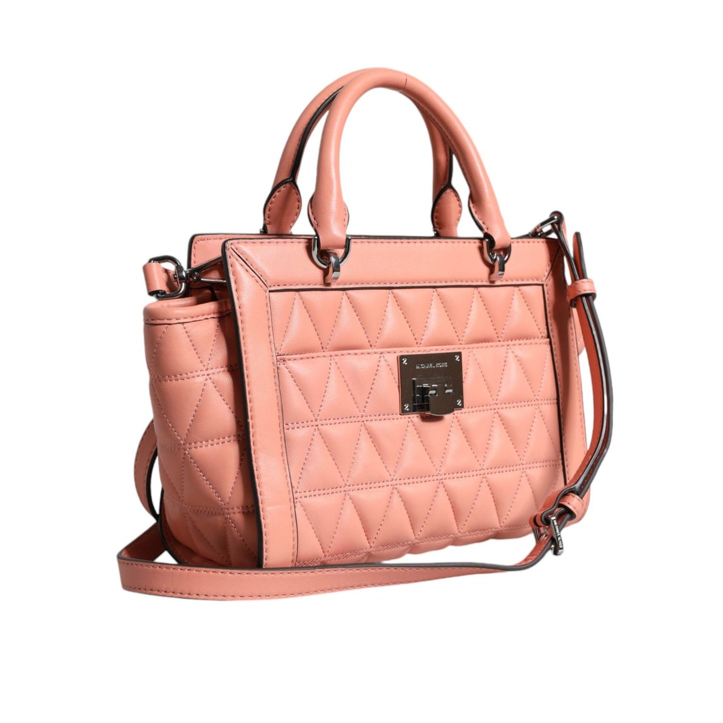 Michael Kors Peach Quilted Leather Logo Crossbody VIVIANNE Messenger Bag Michael Kors