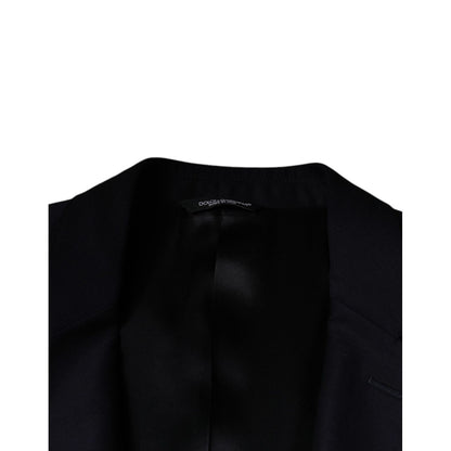 Dolce & Gabbana Dark Blue Wool Single Breasted Dress Coat Blazer