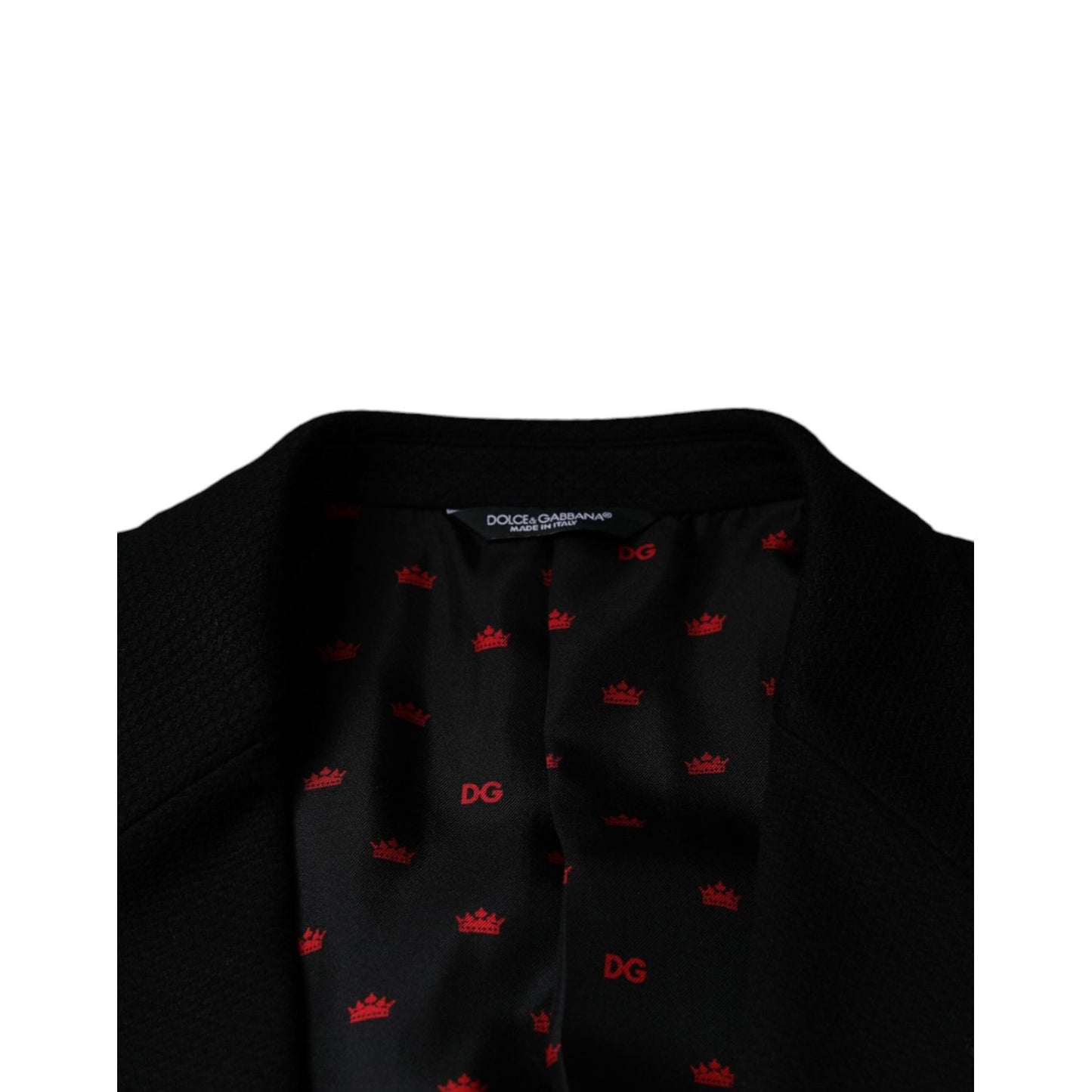 Dolce & Gabbana Black Crown Bee Single Breasted Coat Blazer