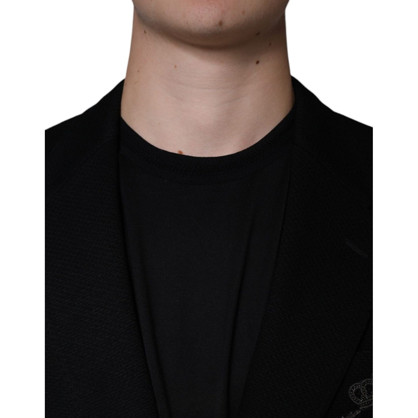 Dolce & Gabbana Black Crown Bee Single Breasted Coat Blazer