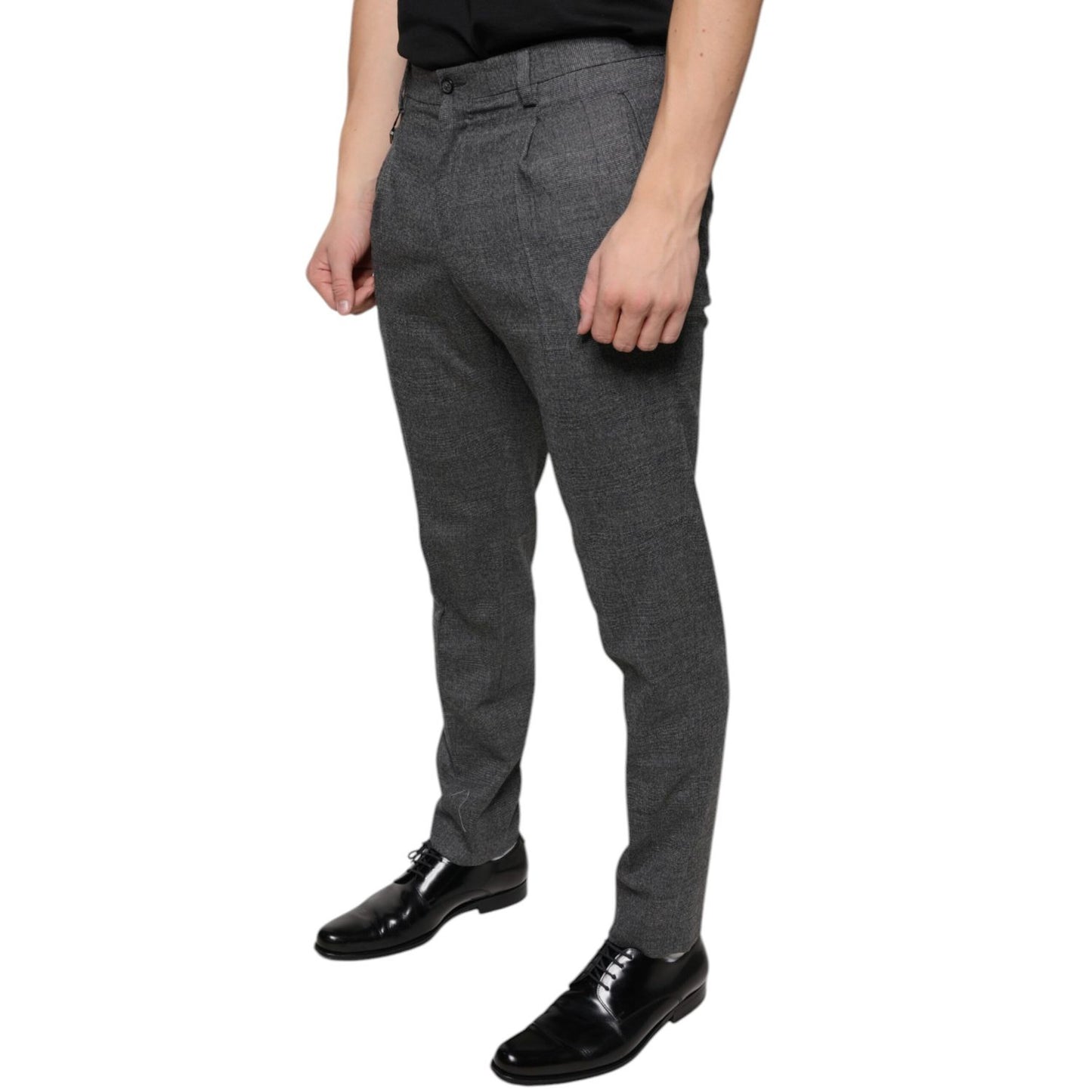 Dolce & Gabbana Gray Check Tartan Wool Skinny Pants