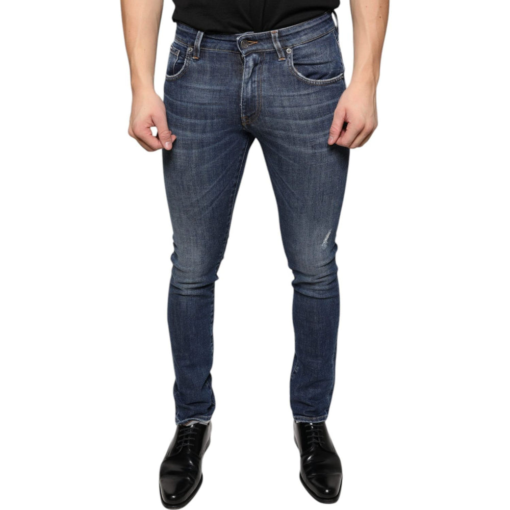 Dolce & Gabbana Dark Blue Washed Cotton Skinny Denim Jeans PAN74886-44