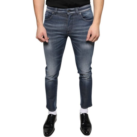 Dolce & Gabbana Dark Blue Washed Cotton Skinny Denim Jeans