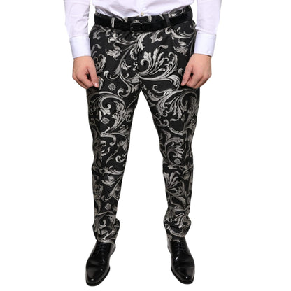 Dolce & Gabbana Black Jacquard Skinny Dress Pants