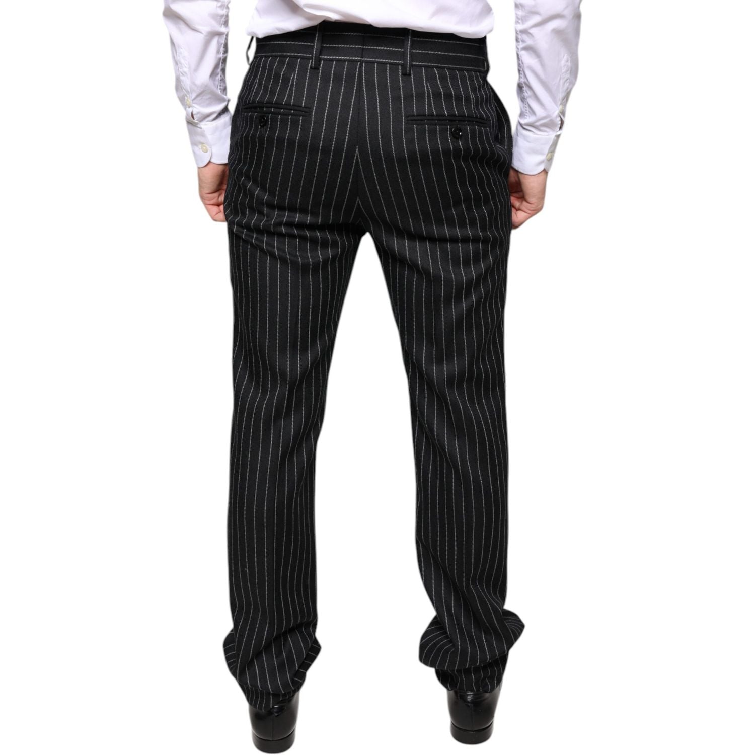 Dolce & Gabbana Black Stripes Skinny Men Dress Pants