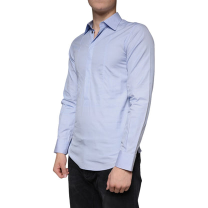 Dolce & Gabbana Light Blue Cotton Men Dress Formal Shirt