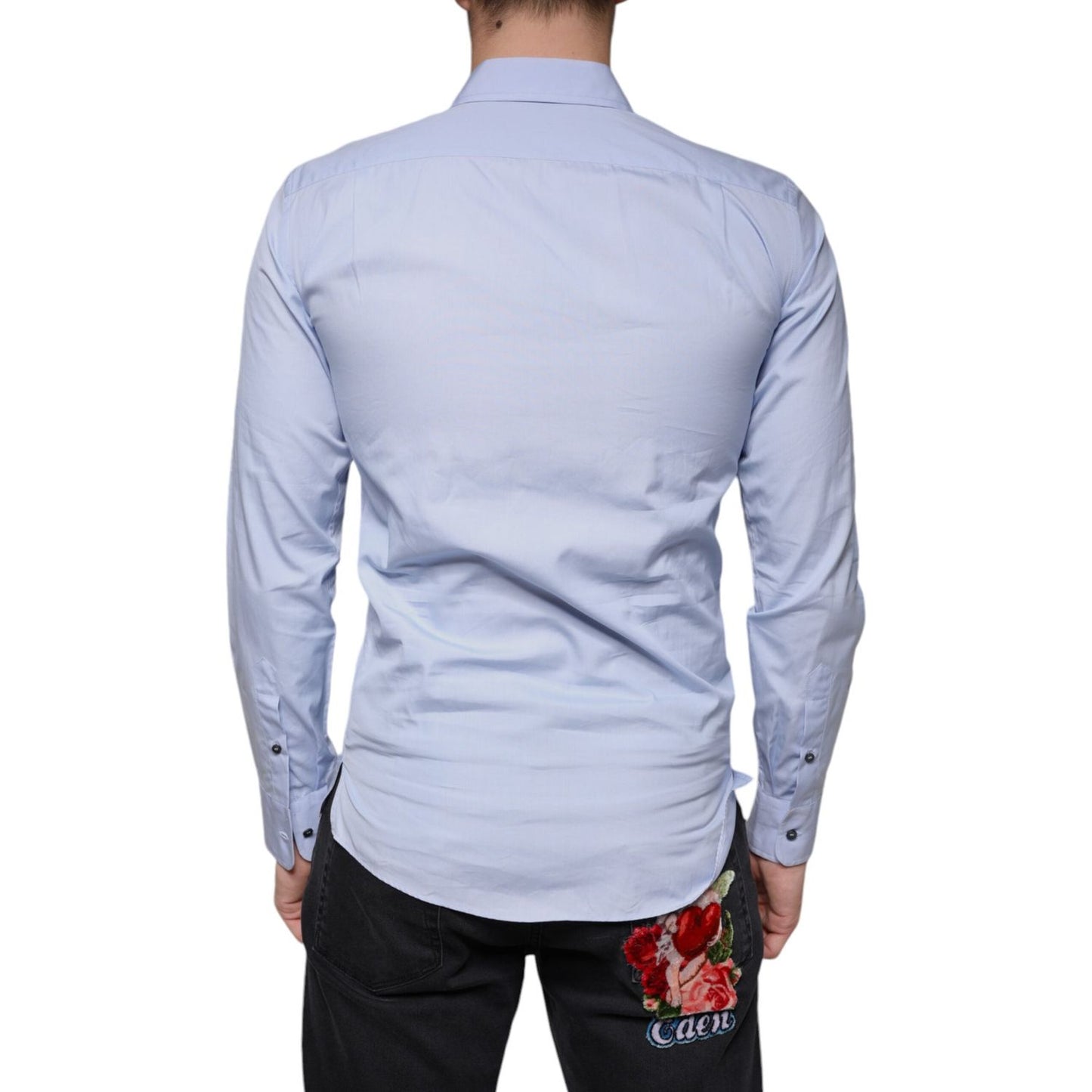 Dolce & Gabbana Light Blue Cotton Men Dress Formal Shirt TSH84708-37