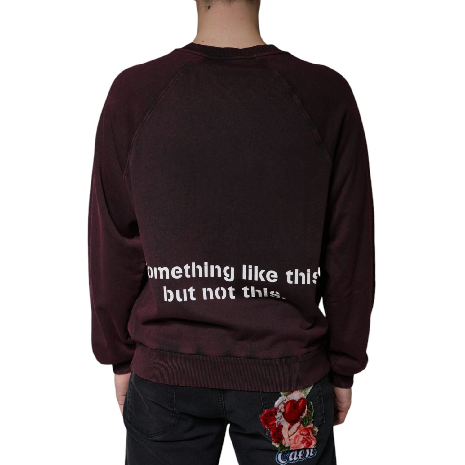 Dolce & Gabbana Maroon Logo Crew Neck Men Sweatshirt Sweater