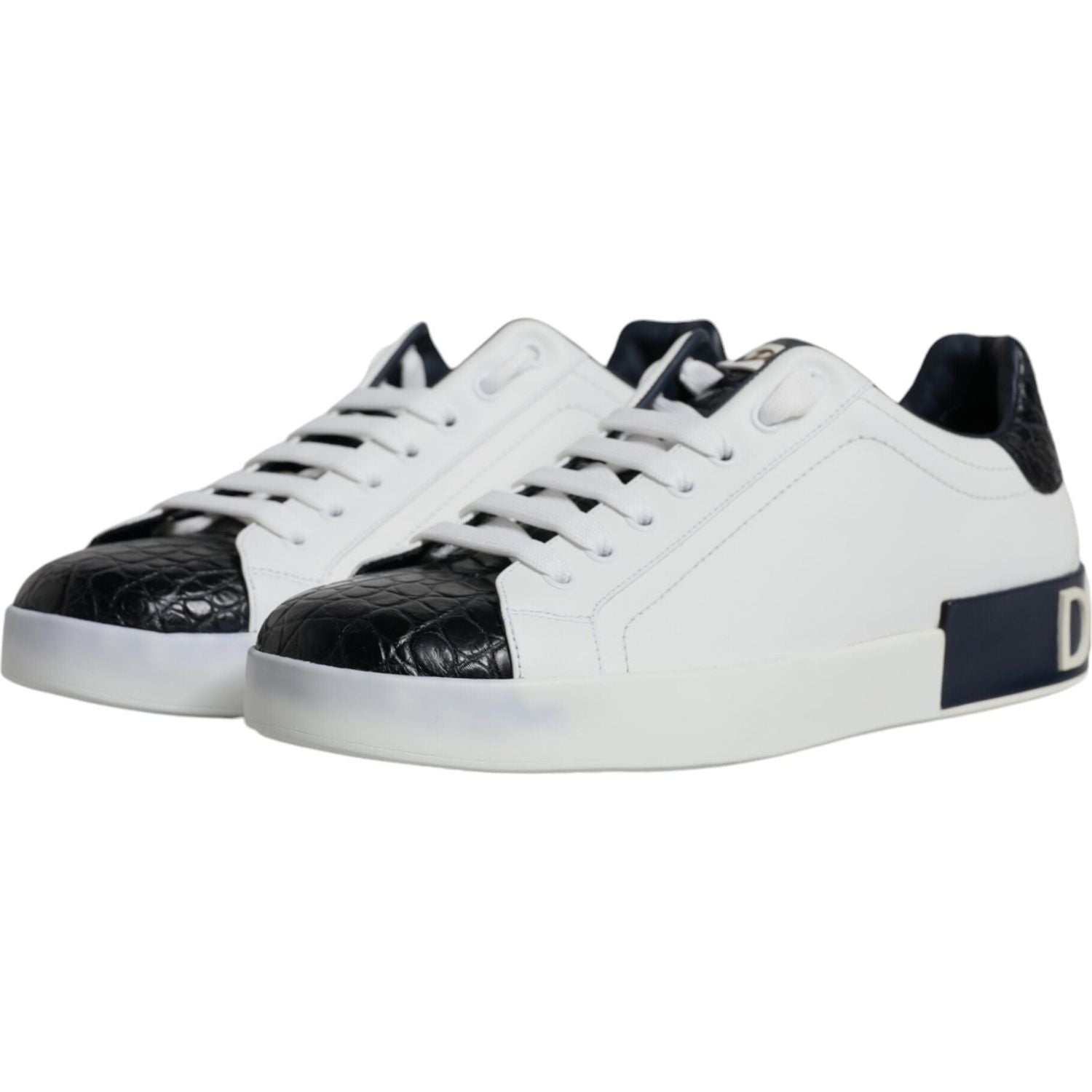 Dolce & Gabbana White Leather Logo Portofino Sneaker Shoes