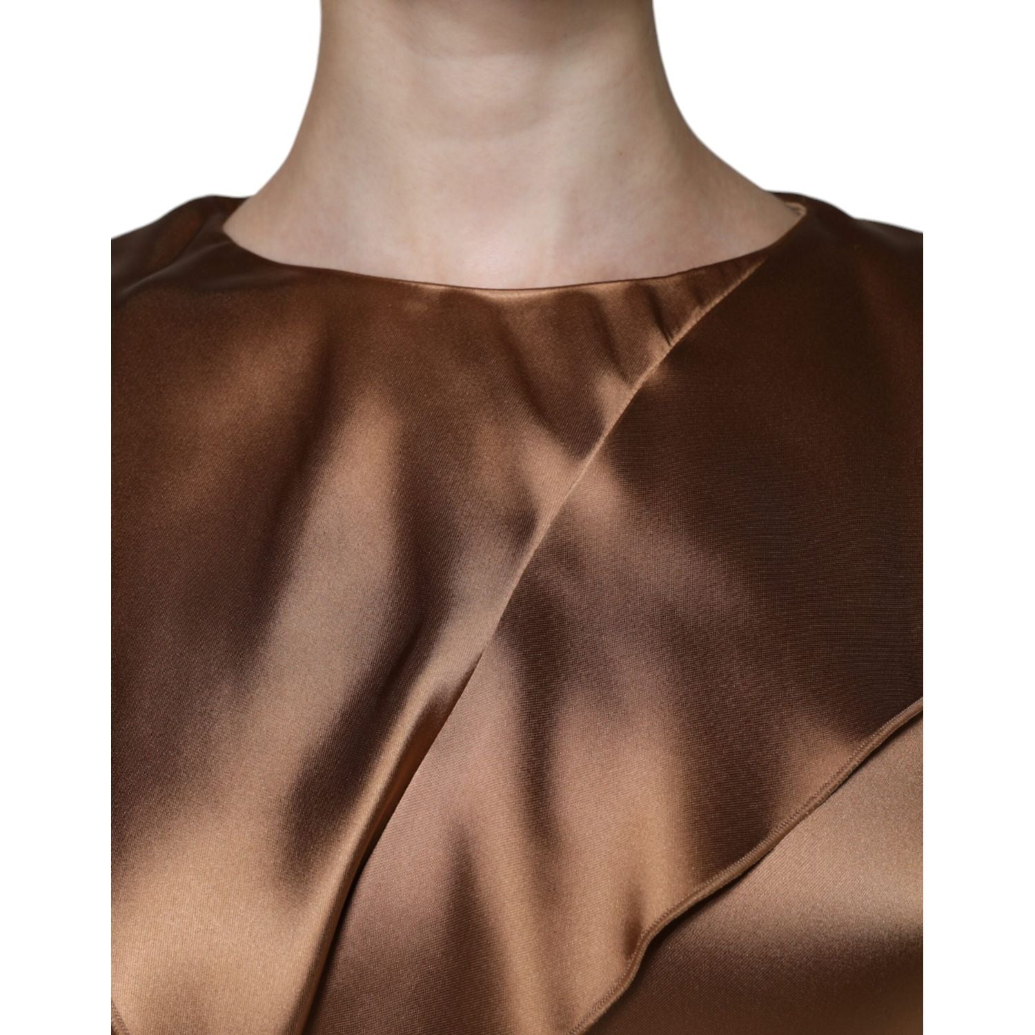 Emporio Armani Brown Satin Long Sleeves Wrap Sheath Mini Dress