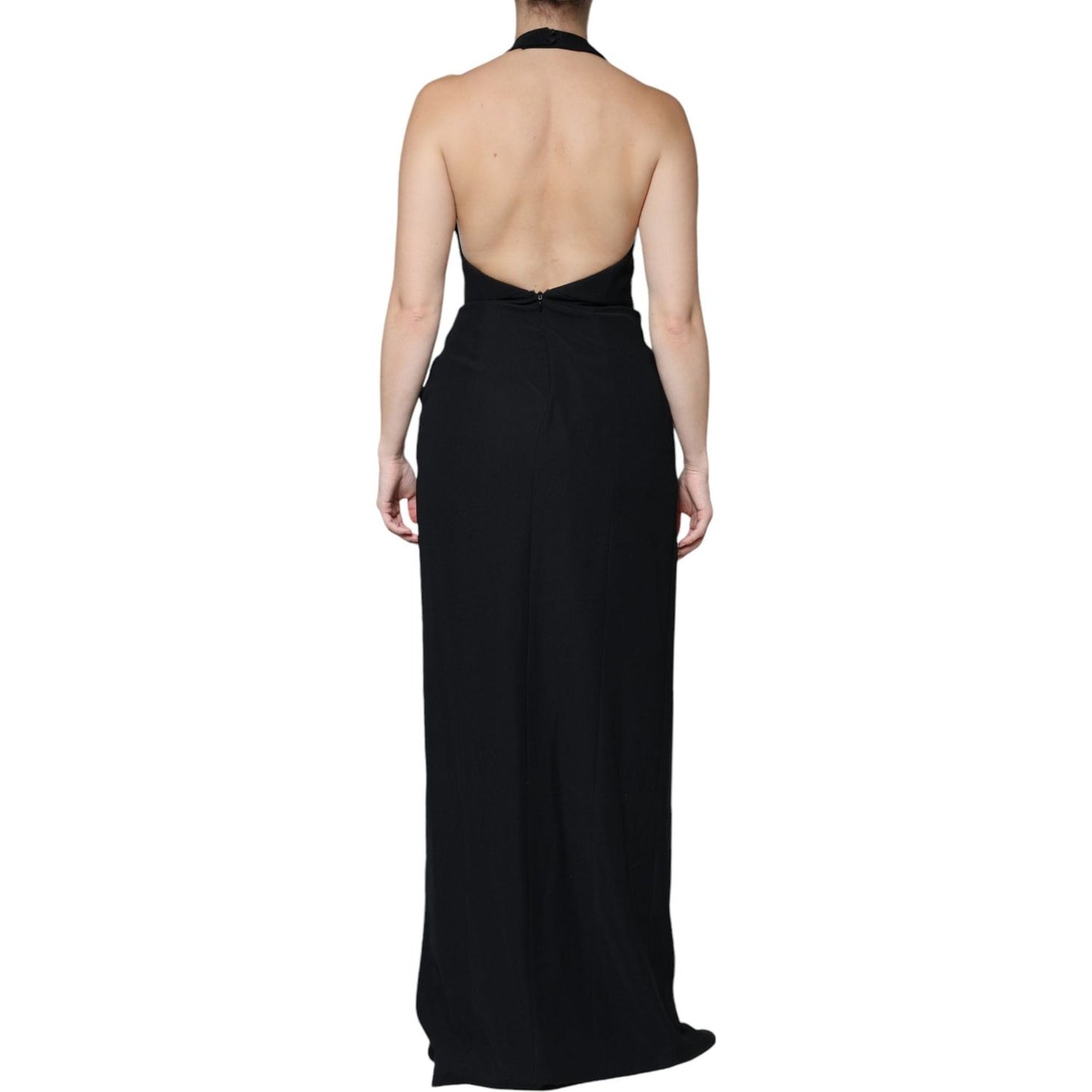 Emporio Armani Black Sleeveless Halter Sheath Long Gown Dress