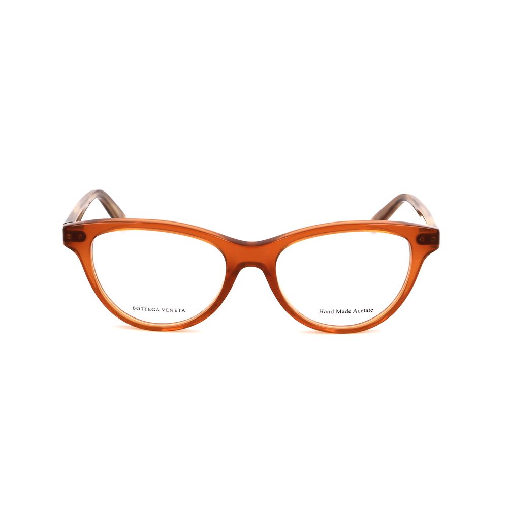 Bottega Veneta Brown Acetate Frames for women, featuring stylish design and high-quality acetate material in brown and beige colors.