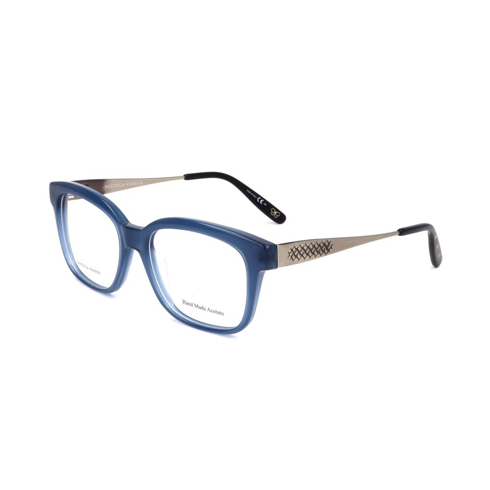 Bottega Veneta Bicolor Acetate Glasses (Frames) in blue and matte silver, 51/17/140 mm dimensions.