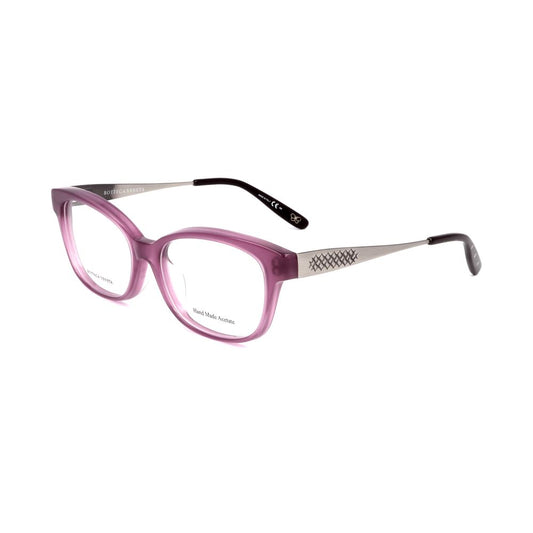 Bottega Veneta Bicolor Plastic Glasses (Frames) in silver and purple matte, lens/bridge/temple size 53/16 mm for women.