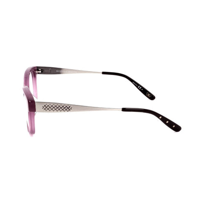 Side view of Bottega Veneta Bicolor Plastic Glasses (Frames) in silver and purple matte.