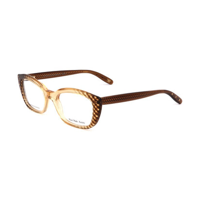 Bottega Veneta Bicolor Acetate Glasses (Frames) with brown and dotted design, lens/bridge/temple size 50/19/140 mm.
