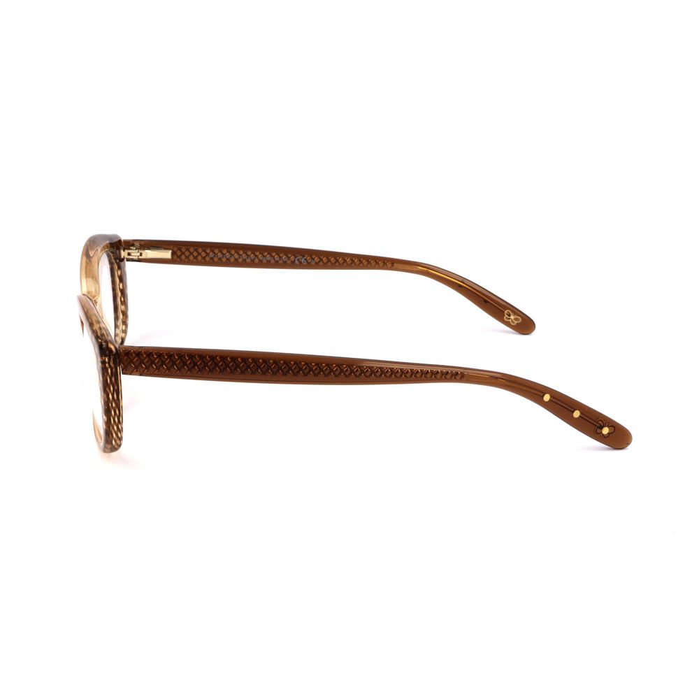 Bottega Veneta Bicolor Acetate Glasses (Frames) side view in brown and dotted design, showcasing temple length 140mm.