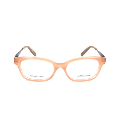 Bottega Veneta Bicolor Acetate Glasses (Frames) in matte pink and silver, featuring a lens/bridge/temple size of 50/17/140 mm.