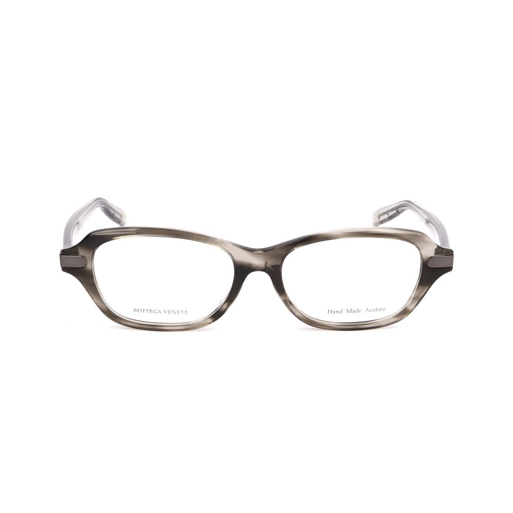 Bottega Veneta Bicolor Plastic Glasses (Frames) in black havana and transparent gray, front view, size 51/16 mm.
