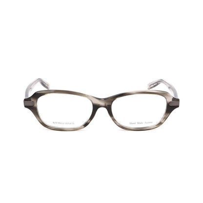 Bottega Veneta Bicolor Plastic Glasses (Frames) in black havana and transparent gray, front view, size 51/16 mm.