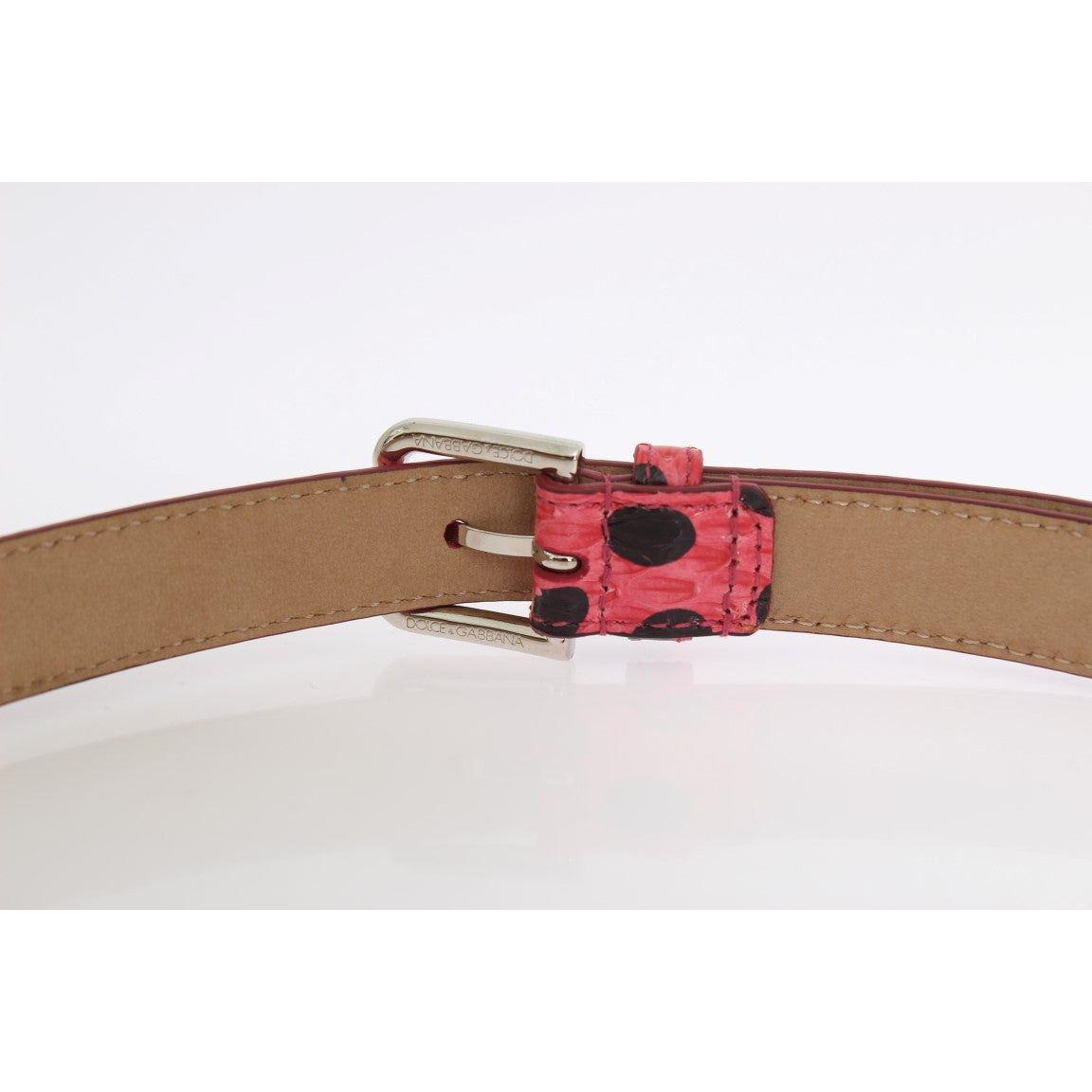 Dolce & Gabbana Pink Polka Snakeskin Silver Buckle Belt