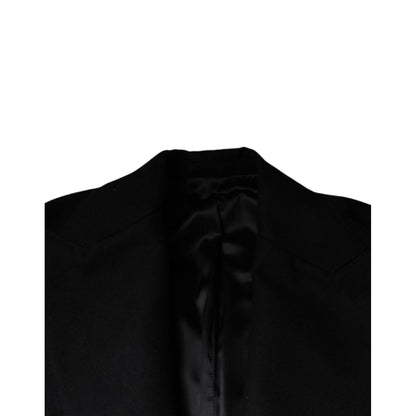 Dolce & Gabbana Black Wool Double Breasted Men Coat Jacket