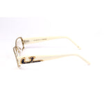 Side view of Emilio Pucci Gold Metal Frames with decorative temple design, showcasing detailed craftsmanship and golden color.