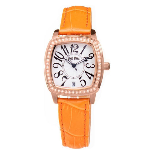 Folli Follie Orange Leather Watch FFWF14B020SDSAC