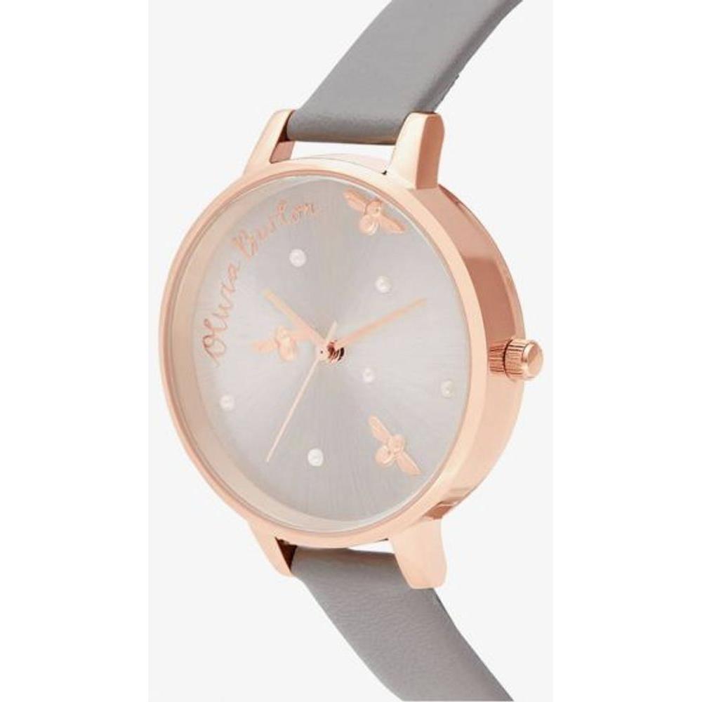 Olivia Burton Gray Artificial Leather Dress Watch
