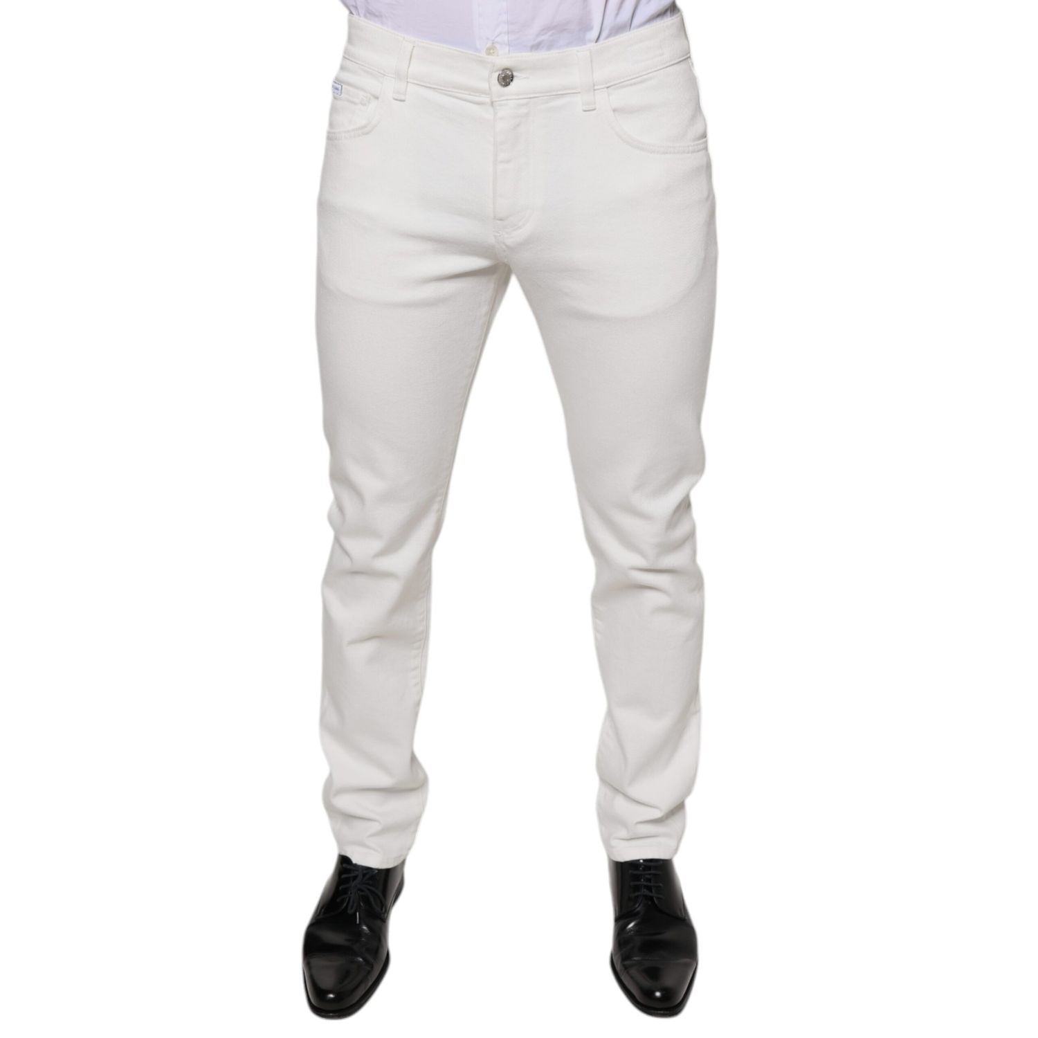 Dolce & Gabbana White Cotton Skinny Slim Men Denim Jeans