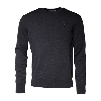 Dolce & Gabbana Dark Gray Wool Crew Neck Pullover Sweater
