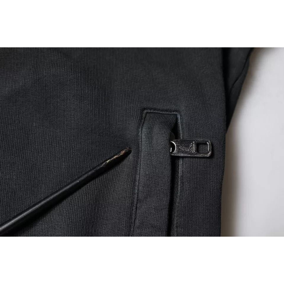 Dolce & Gabbana Black Logo Plaque Hooded Full Zip Sweater