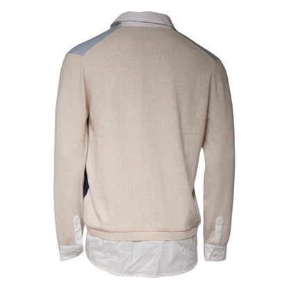 Ballantyne Multicolor Patterned Collared Long Sleeves Pullover Sweater