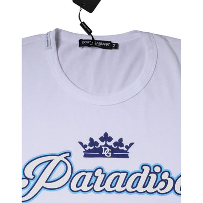 Dolce & Gabbana White Paradiso Cotton Shorts Sleeves T-shirt