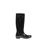 Hunter Black Recycled Polyester Ankle boot with adjustable buckle and non-slip sole, perfect for rain and outdoor activities.