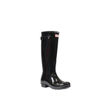 Hunter Black Recycled Polyester Ankle boots featuring tall design and side buckle for customized fit