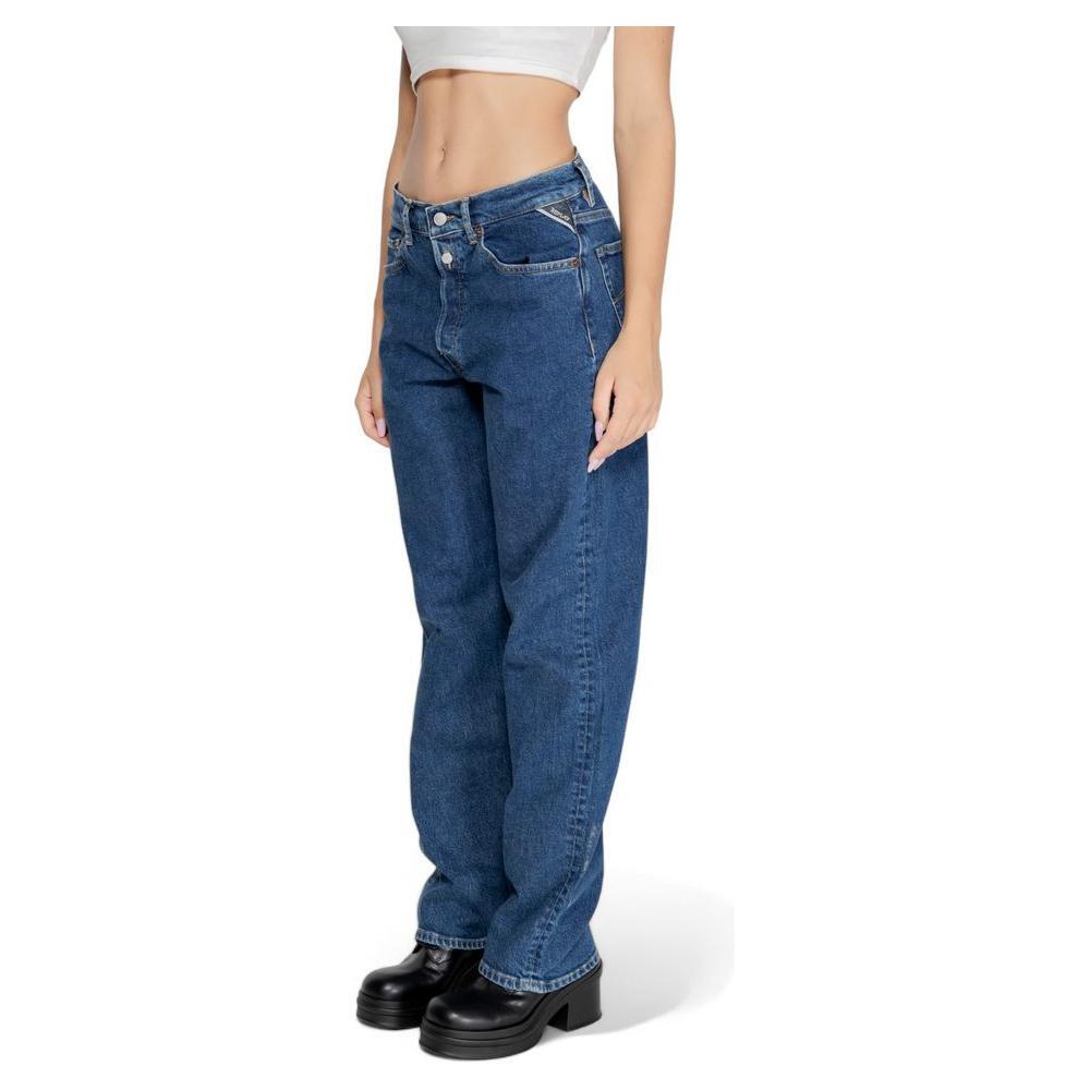 Replay Blue Cotton Mom Jeans Replay