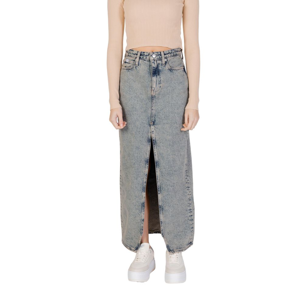 Calvin Klein Jeans Blue Cotton Long Skirt Calvin Klein Jeans