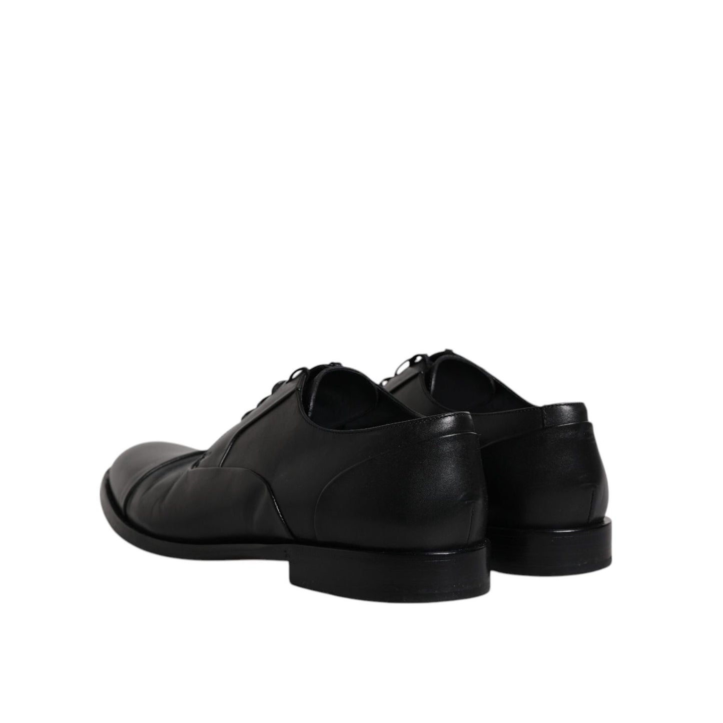 Dolce & Gabbana Black Leather Lace Up Men Derby Formal Shoes
