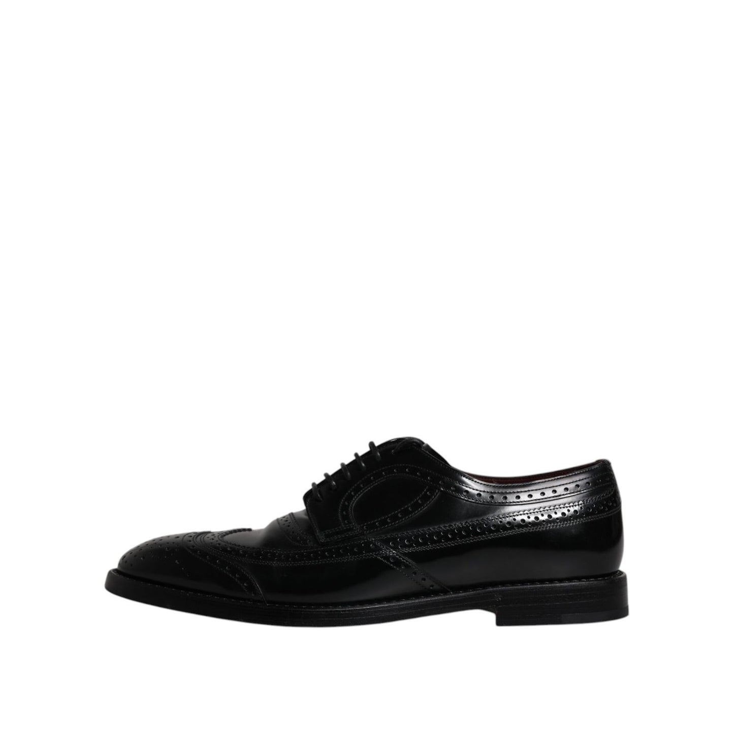 Dolce & Gabbana Black Leather Derby Wingtip Formal Shoes